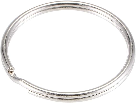 uxcell Split Key Ring 38mm Open Jump Connector for Lanyard Zipper Handbag, Nickel Plated Iron, Pack of 50