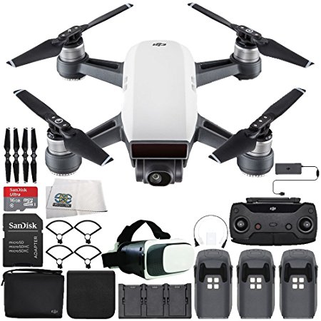 DJI Spark Portable Mini Drone Quadcopter Fly More Combo Virtual Reality Experience VR Ultimate Bundle (Alpine White)