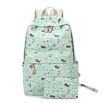 Samaz Lightweight Canvas Cute Cat School Backpack for Teen Girls Women, Pack of 2