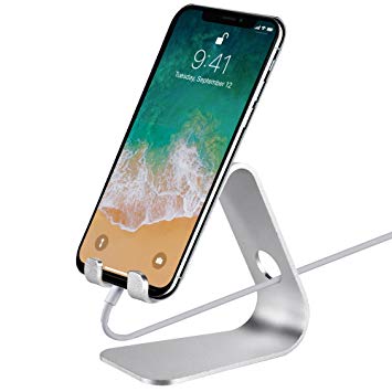 Rovtop Desktop Cell Phone Stand, Cradle, Dock For all Android Smartphone, iPhone and More, up to 5.5 Inch, Accessories Desk - Silver