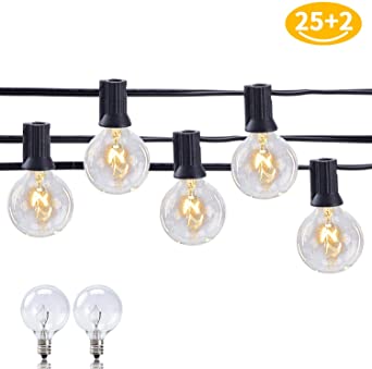 Outdoor String Lights for Garden Decor - Indoor Lampat 25Ft G40 Globe String Lights with Bulbs-UL Listd for Indoor/Outdoor Commercial Decor