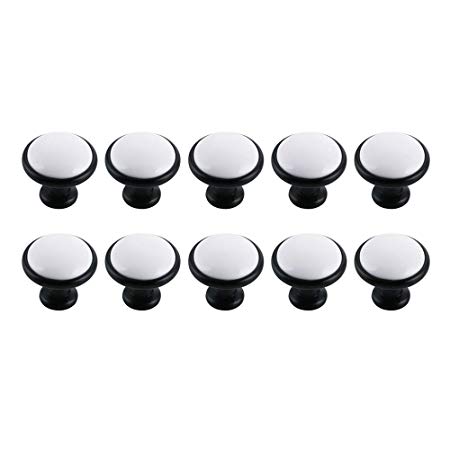 KES Vintage Ceramic Kitchen Bath Cabinet Round Knobs 1-1/4" Diameter BLACK 10 Pack, HCK804-BK-P10