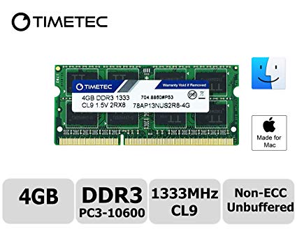 Timetec Hynix IC Apple 4GB DDR3 1333MHz PC3-10600 SODIMM Memory upgrade For iMac 27-inch Mid 2010, iMac 21.5-inch Mid 2010 (Low Density 4GB)