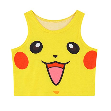 Pokemon Go! Women Bustier Crop Top Skinny T-Shirt Sports Dance Tops Vest Tank …