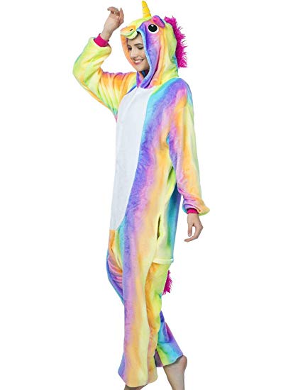 iSZEYU Adult Onesie Unicorn Pajamas for Women or Men Cosplay Halloween Costumes