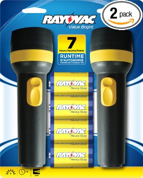 Rayovac Value Bright 9-Lumen 2D Economy Flashlight Twin Pack with Batteries (EVB2D2D-BD9B)