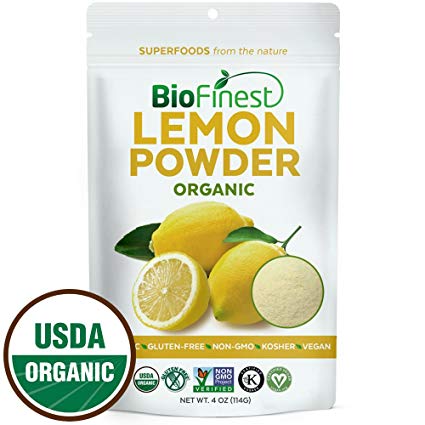 Biofinest Lemon Powder - 100% Pure Antioxidants Superfood - USDA Certified Organic Kosher Vegan Raw Non-GMO- Boost Digestion Weight Loss - Fresh Fruit for Smoothie Beverage (4 oz Resealable Bag)