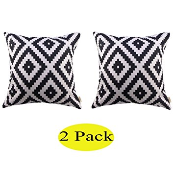 Swity Home[2 pack] White and black Series Geometry Polyester Home Decorative Accent Throw Pillow Cover Cushion Case Pillow Sham for Sofa(No Pillow), Set of 2