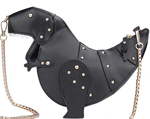 QZUnique Women Cute 3D Dinosaur Animal Style Shoulder Handbag Zipper Crossbody Purse Messenger Bag