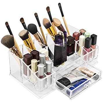 Sorbus Acrylic Cosmetics Makeup and Jewelry Storage Case Display Sets –Interlocking Drawers to Create Your Own Specially Designed Makeup Counter –Stackable and Interchangeable