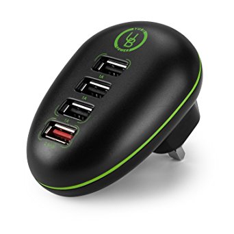 Yubi Power Universal Quad-port USB Travel & Wall Charging Station for All Iphone, Ipad, Kindle, Samsung Galaxy, Android, HTC One, Motorola, Lg, & Digital Cameras or Any Other Usb-charged Device with Uk Plug