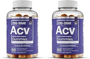 Essential Elements Zero-Sugar ACV Apple Cider Vinegar Gummies from “The Mother” - Naturally-Sourced, Vegan ACV Gummies with Folic Acid and Vitamin B12 60 Count (2-Pack)