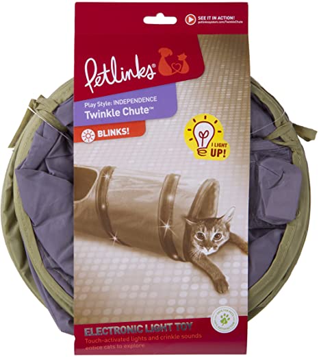 Petlinks System Twinkle Chute Cat Tunnel, 33" L X 9.5" W X 9.5" H - Colors May Vary