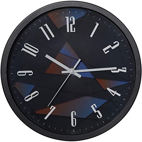 VECELO Wall Clock Decorative Living Room Fashion Mute 12 Inch Round Battery Operated Wall Clock Home/Classroom/School/Office (Navy Blue)