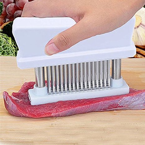 Tenderizer - Smaier Stainless Steel Blades Meat Tenderizer Barbeque and Marinating Prep Tool White