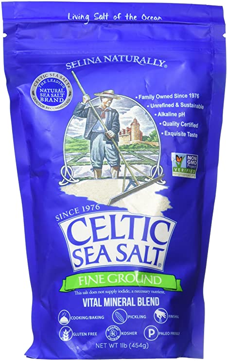 Celtic Sea Salt Fine Ground (1) 16 Ounce Resealable Bag of Nutritious, Classic Sea Salt, Great for Cooking, Baking, Pickling, Finishing and More, Pantry-Friendly, Gluten-Free