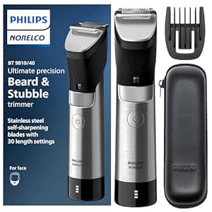 Philips Norelco Series 9000, Ultimate Precision Beard And Hair Trimmer With Beard Sense Technology For An Even Trim, Bt9810/40 - Men, Battery Powered