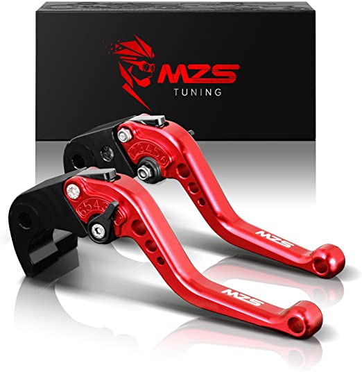 MZS Clutch Brake Levers Short Adjustment Round CNC Red Compatible with YZF R3 2013-2020 | YZF R25 2013-2020 | MT-03 2015-2020 | MT-25 2015-2020
