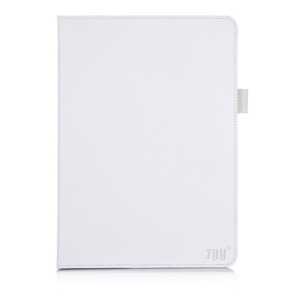 [Luxurious Protection] iPad Air 2 Case, FYY Premium Leather Case Smart Auto Wake/Sleep Cover with Velcro Hand Strap, Card Slots, Pocket for iPad Air 2 White
