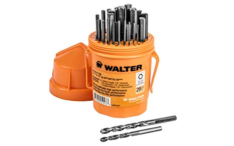 Walter Surface Technologies 01E118 Quick Shank Jobber Length Bits - 29 Piece SST Drill Bit Set with Cobalt Blend. Drilling Tools and Accessories