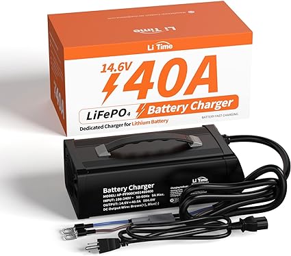 LiTime Lithium Battery Charger 14.6V 40A, Special for 12V LiFePO4 Battery, with Display Instruction and LED Indicator, AC-DC Smart Charger for 12.8V LiFePO4 Lithium Batteries, 40A Fast Charging