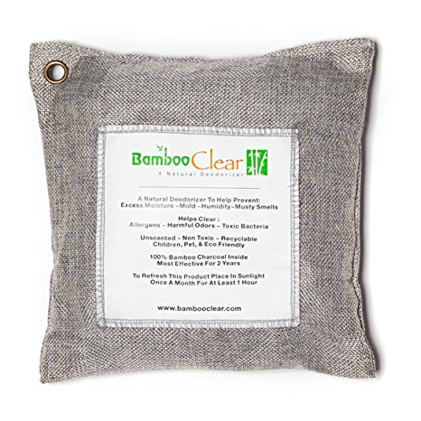 Bamboo Clear - All New Activated Charcoal Air Purifier - Absorb Car Odors, Closet Wardrobe Fresheners - 500 Grams (Silver)