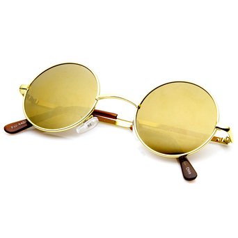 zeroUV Lennon Style Small Round Color Mirrored Lens Circle Sunglasses