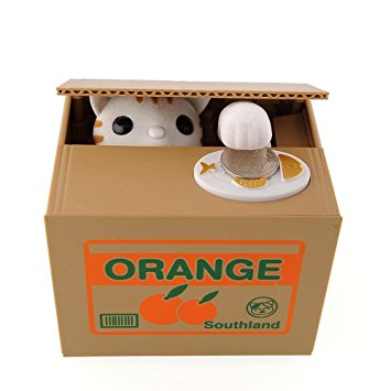 Peradix Coin Bank Stealing Coin Cat Money Box (White Cat)