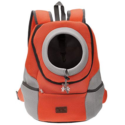 Mogoko Comfortable Dog Cat Carrier Backpack, Puppy Pet Front Bag with Breathable Head Out Design and Padded Shoulder for Hiking Outdoor Travel