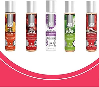 Intimate Lube, Sensual Massage Glide for Men, Woman,Couples- Lovers Variety 5 Pack 4-JO H2O Flavored & 1 JO All-in-ONE Lavender Fields Massage Glide