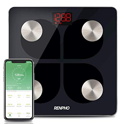 RENPHO Digital Smart Bluetooth Scale USB Rechargeable Bathroom Body Fat Monitor with iOS &Android Smatrphone App, 396 lbs