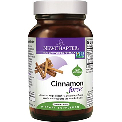 New Chapter Cinnamon Supplement - Cinnamon Force for Blood Sugar Support   Antioxidant Action   Non-GMO Ingredients - 60 ct Vegetarian Capsules