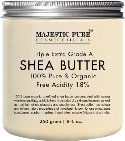 Majestic Pure Shea Butter, Organic Virgin Cold-Pressed Raw Unrefined Premium Grade from Ghana, 8 oz