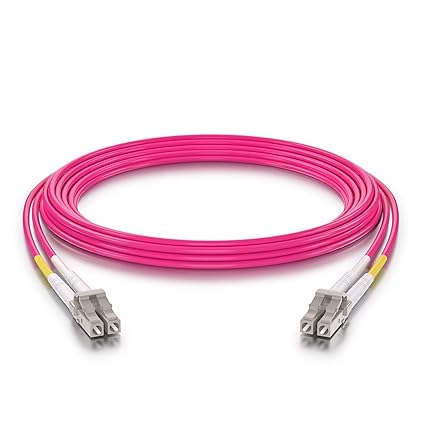 Fiber Patch Cable - LC to LC OM4 10Gb/Gigabit Multi-Mode Jumper Duplex 50/125μm LSZH Fiber Optic Cord for SFP Transceiver, Magenta, 7-Meter(23-ft)