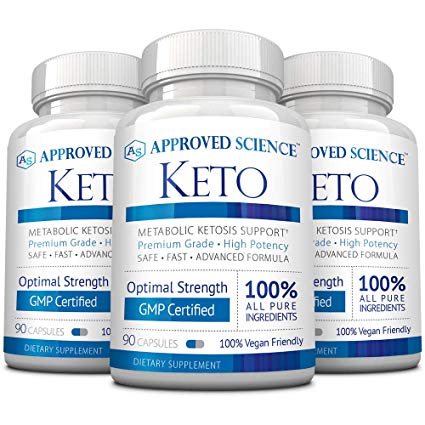Approved Science Keto: Pure Exogenous 4 Ketone Salts (Calcium, Sodium, Magnesium and Potassium) and MCT Oil to Boost Ketosis and Burn Fat. 3 Bottles