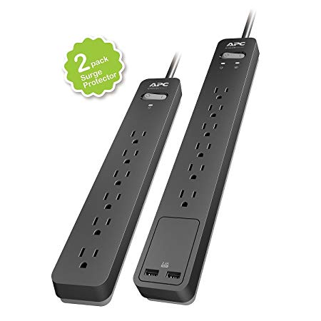 APC SurgeArrest 2- Pack Surge Protector 1080 Joules & USB Charging Ports