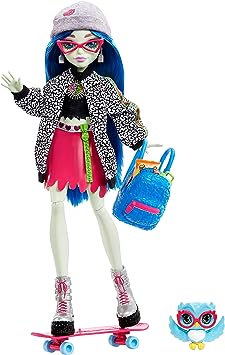 Monster High Ghoulia Yelps Doll (10.1 in) with Blue Hair, Pet and Accessories