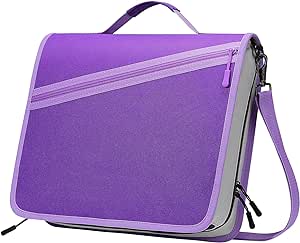 MoKo Zipper Binder, 600 Sheet Large Binder Thick Oxford Multi-Pocket School Binder with Zipper, 3" Large 3 Ring Binder Organizer with Handle & Shoulder Strap, Purple & Gray