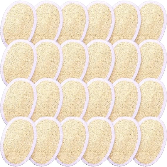 24 Pieces Exfoliating Loofah Pad Body Scrubber Bath Shower Loofah Sponge Pad Natural Exfoliating Scrubber Brush Close to Skin for Men Women Shower Bath and Spa