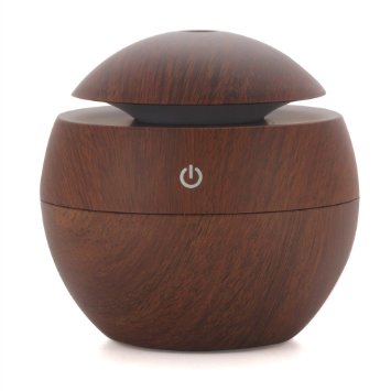 Mysweety LED Essential Oil Diffuser Mini Ultrasonic Cool Air Mist Humidifier with 6 Colors Changing for Home Car Table Office Or Others(Deep wood color)