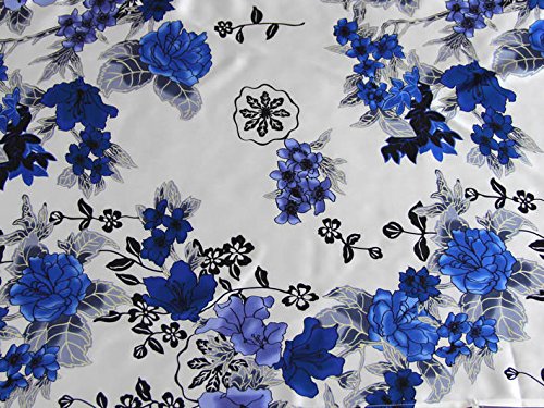 Maxfeel 100% Pure Mulberry Silk Charmuse Floral Fabric 45 Wide for Bedding Dress By the Yard or By Half Yard (Sold by half a yard, #16)