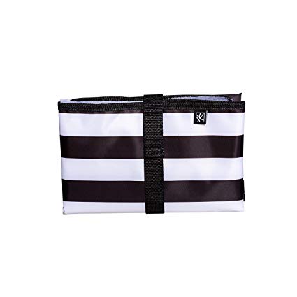 J.L. Childress Full Body Portable Baby Changing Pad, Fully Padded for Baby's Comfort, Waterproof, Opens to 19" X 30", Black/White Stripe