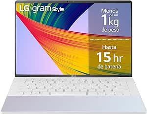 LG Gram STYLE 14Z90RS-G.AD74B - Ordenador Portátil, 14 Pulgadas OLED FHD, Intel Core EVO i7 13ª Gen, Windows 11 Home, 32 GB RAM, 512GB SSD, 1Kg, 15 hr de Autonomía, White ICE