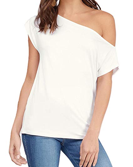 Sarin Mathews Women's Casual Off Shoulder Tops Short and Long Sleeve T Shirts Lose Sexy Tank Tops Blouses