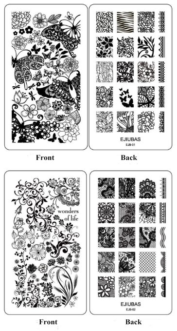 Ejiubas Double-Sided Nail Art Image Manicure Stamping Plates ** Wonders of Life ** Nail Art Stamp Collection 2 Count
