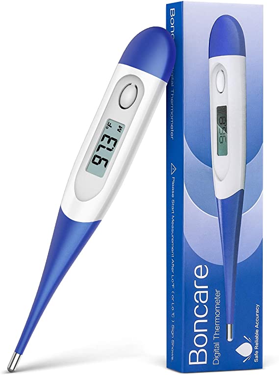 Digital Oral Thermometer for Adults, Thermometer for Fever, Medical Baby Thermometers with Fast 10s Reading for Rectal, Armpit, Underarm (Dark Blue)