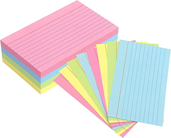 Ruled Index Cards Pastel Colored Index Flash Cards Note Cards for School, Home and Office Flashcards, 3 X 5 Inch, 180-Count