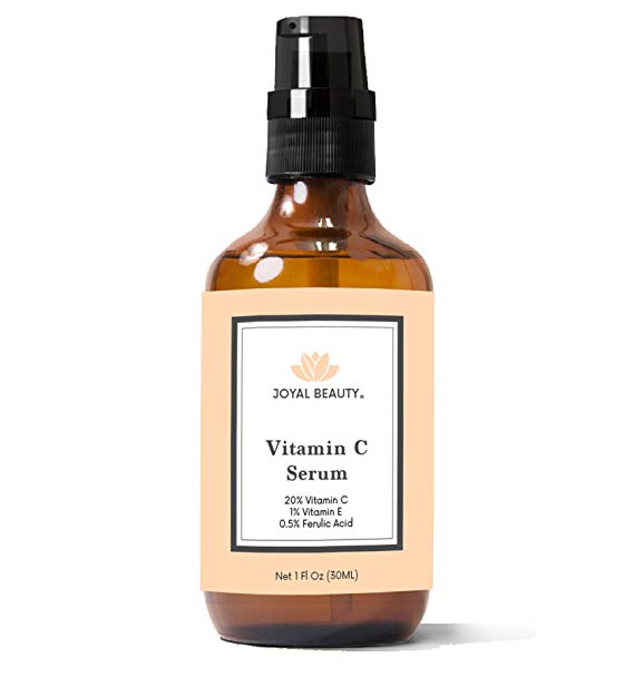 Organic 20% Vitamin C Serum with Hyaluronic Acid+Vitamin E Ferulic for Face and Skin by Joyal Beauty. Premium Antioxidants Anti Aging Formula for Dark Circle, Fine Line, Sun Damage - Boost Collagen for Healthy Glowing Skin. 1 OZ.
