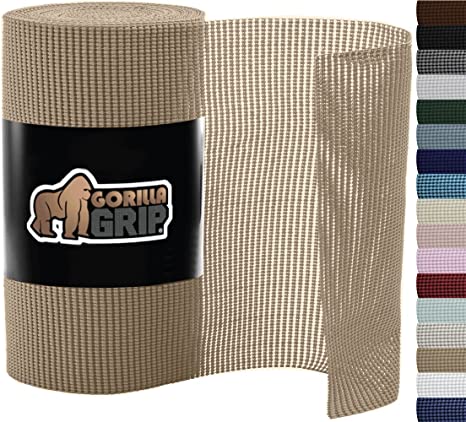 Gorilla Grip Drawer and Shelf Liner, Strong Grip, Non Adhesive Easiest Install Mat, 17.5 in x 30 FT, Durable Organization Liners, Kitchen Cabinets Drawers Cupboards, Bathroom Storage Shelves, Beige