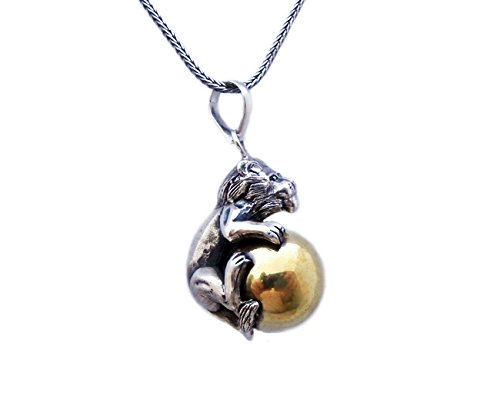 Solid Sterling Silver Lion Harmony Ball Chime Pendant with 925 Sterling Silver Chain